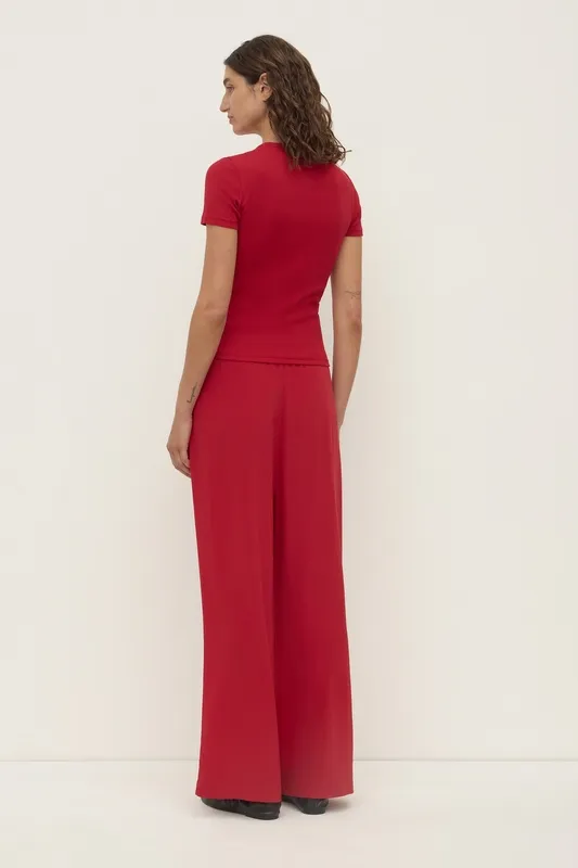 Relaxed Silk Straight-Leg Pant