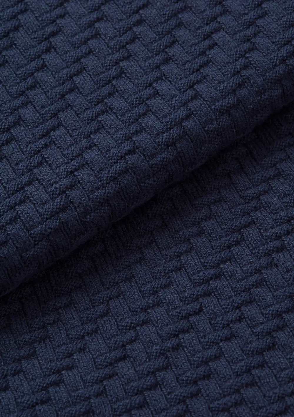 Navy Herringbone Knit Polo