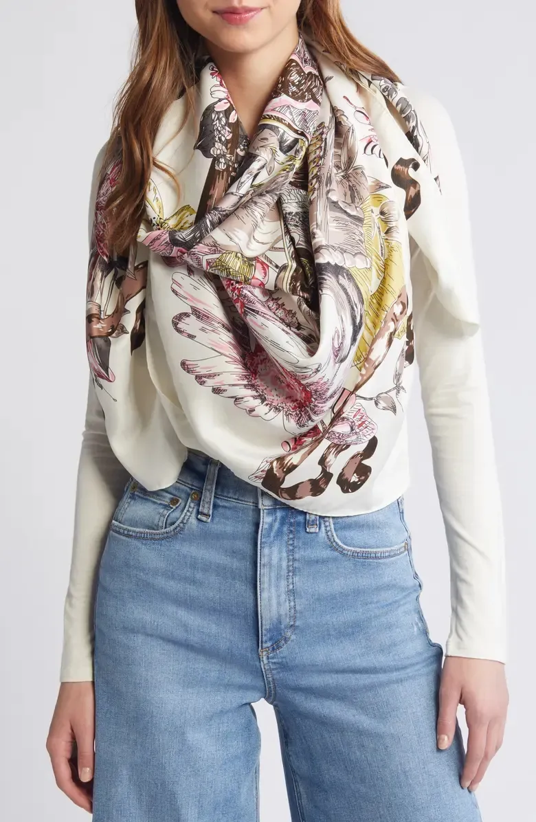 Butterfly Floral Print Scarf