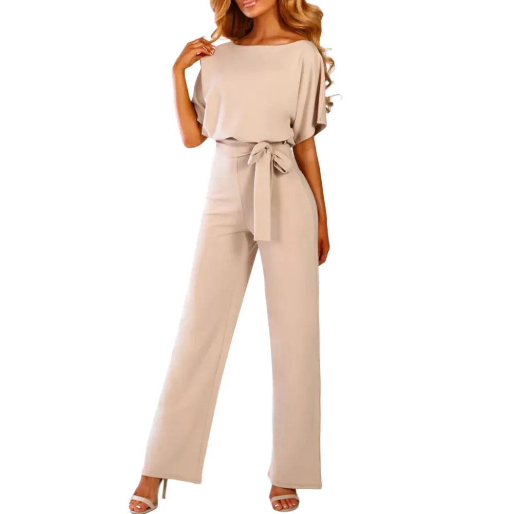 Relaxed Wide Leg Short Sleeve Jumpsuit