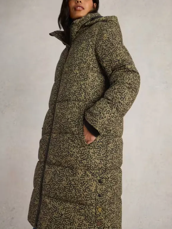 Quilted Coat In Black Print