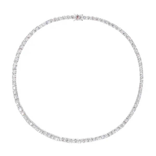 Silver Tone Square Cut Crystal Embellished Necklace