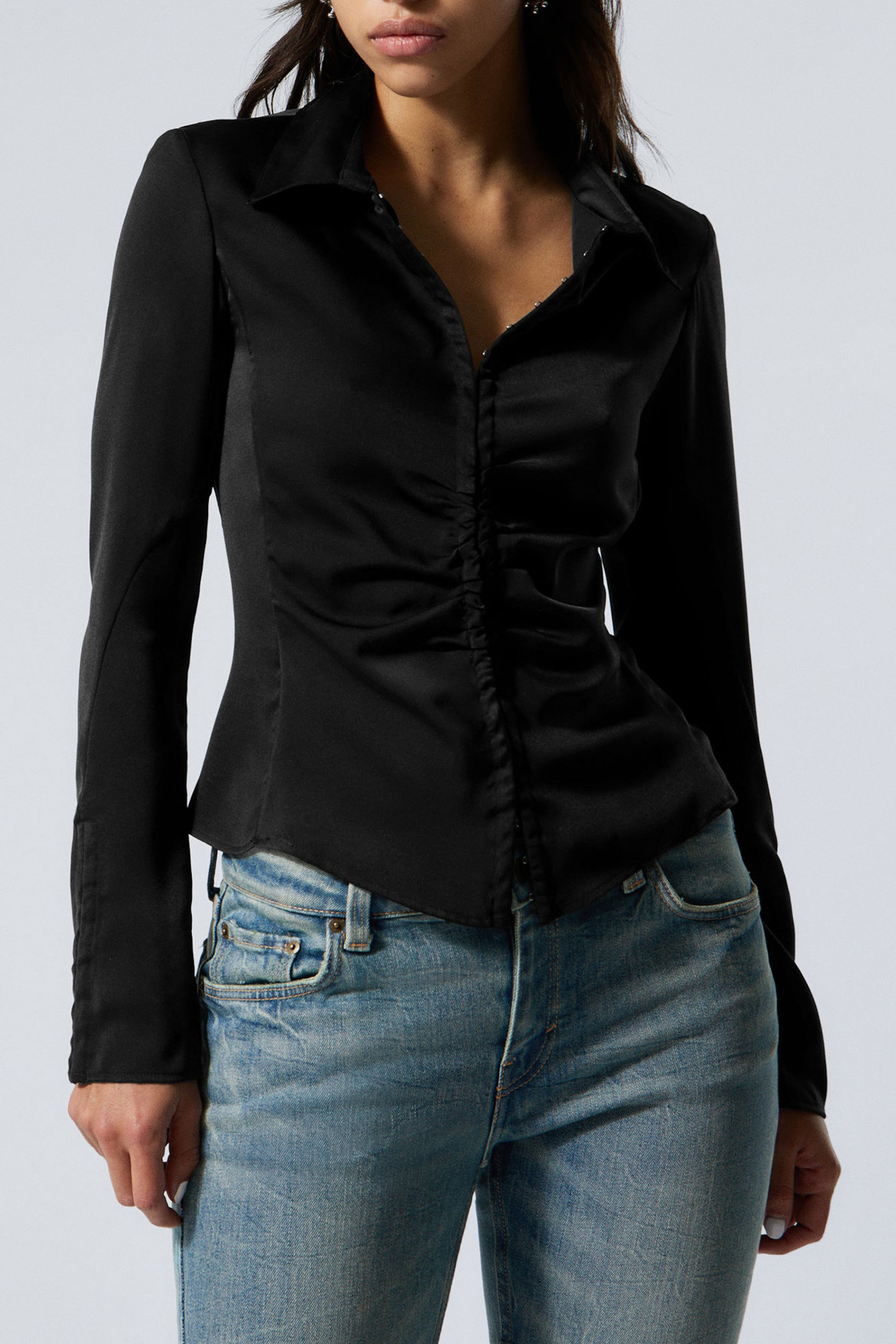 Ruched Long Sleeve Shirt