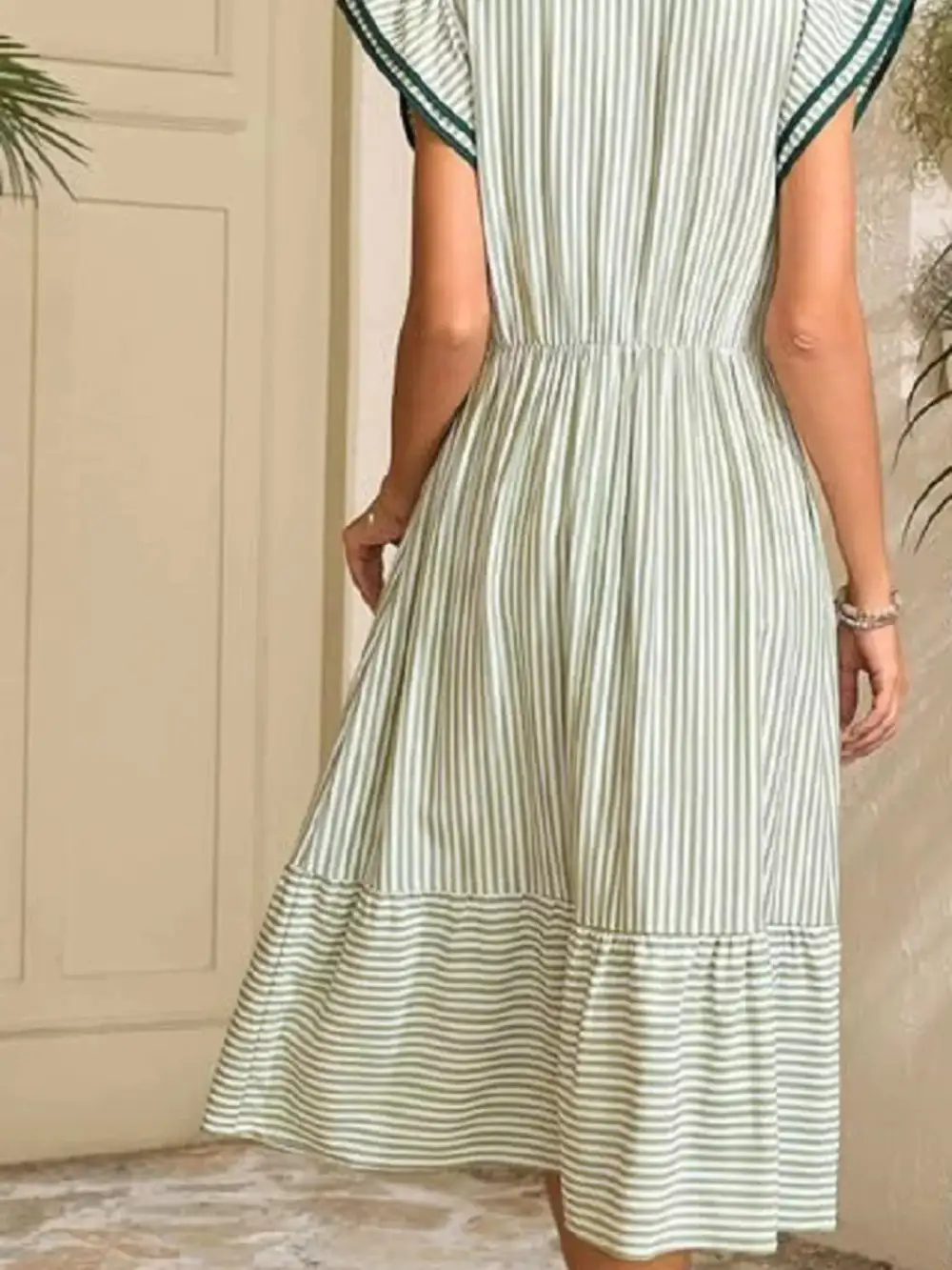 Striped Ruffle Dress Casual