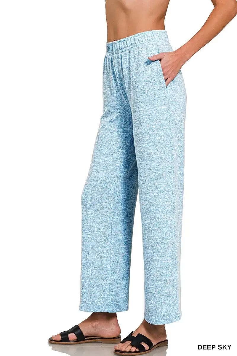 Relaxed Soft Melange Hacci Elastic Waistband Lounge Pants