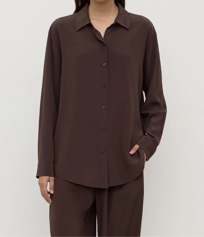 Ganache Silk Long Sleeve Shirt