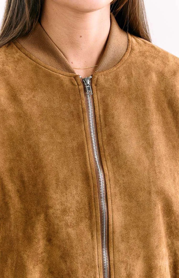 Bomber Cuffed Suedette Coat