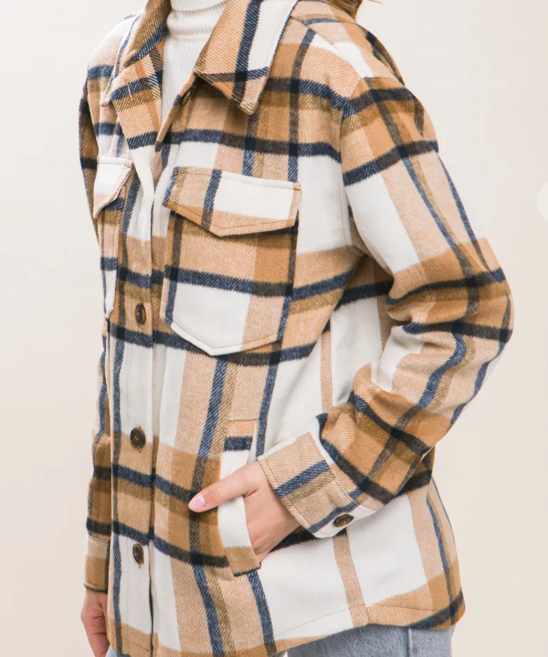 Plaid Shacket Casual Top