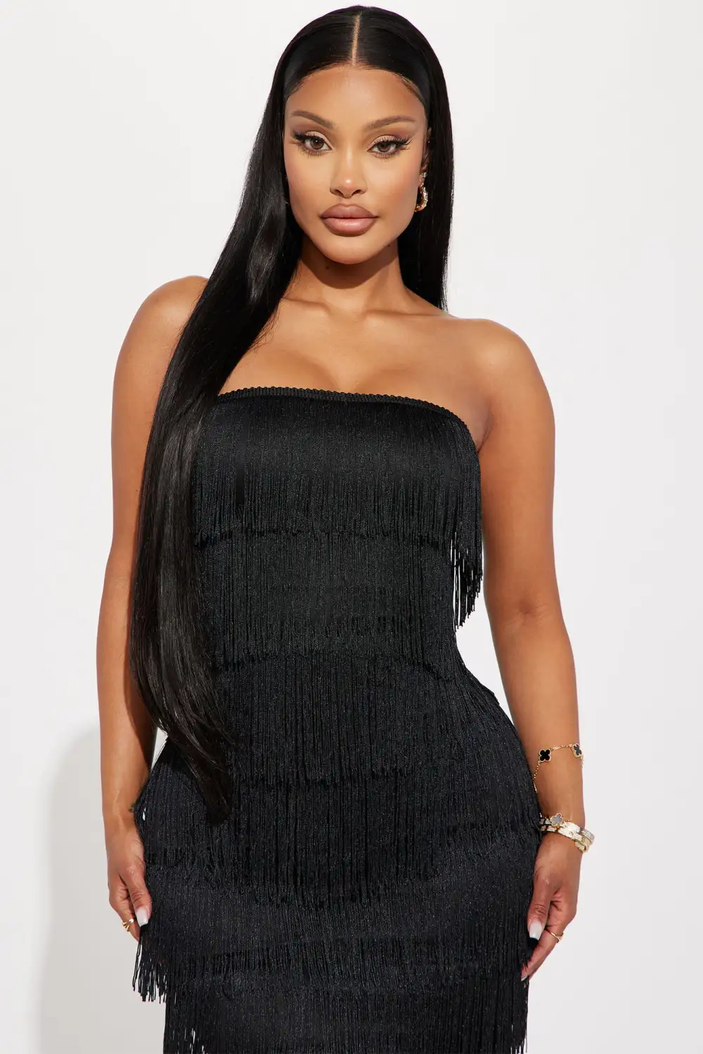 Jordyn Fringe Mini Dress - Black