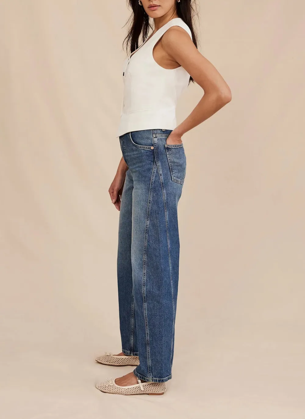 Casual Style Wide-Leg Jeans