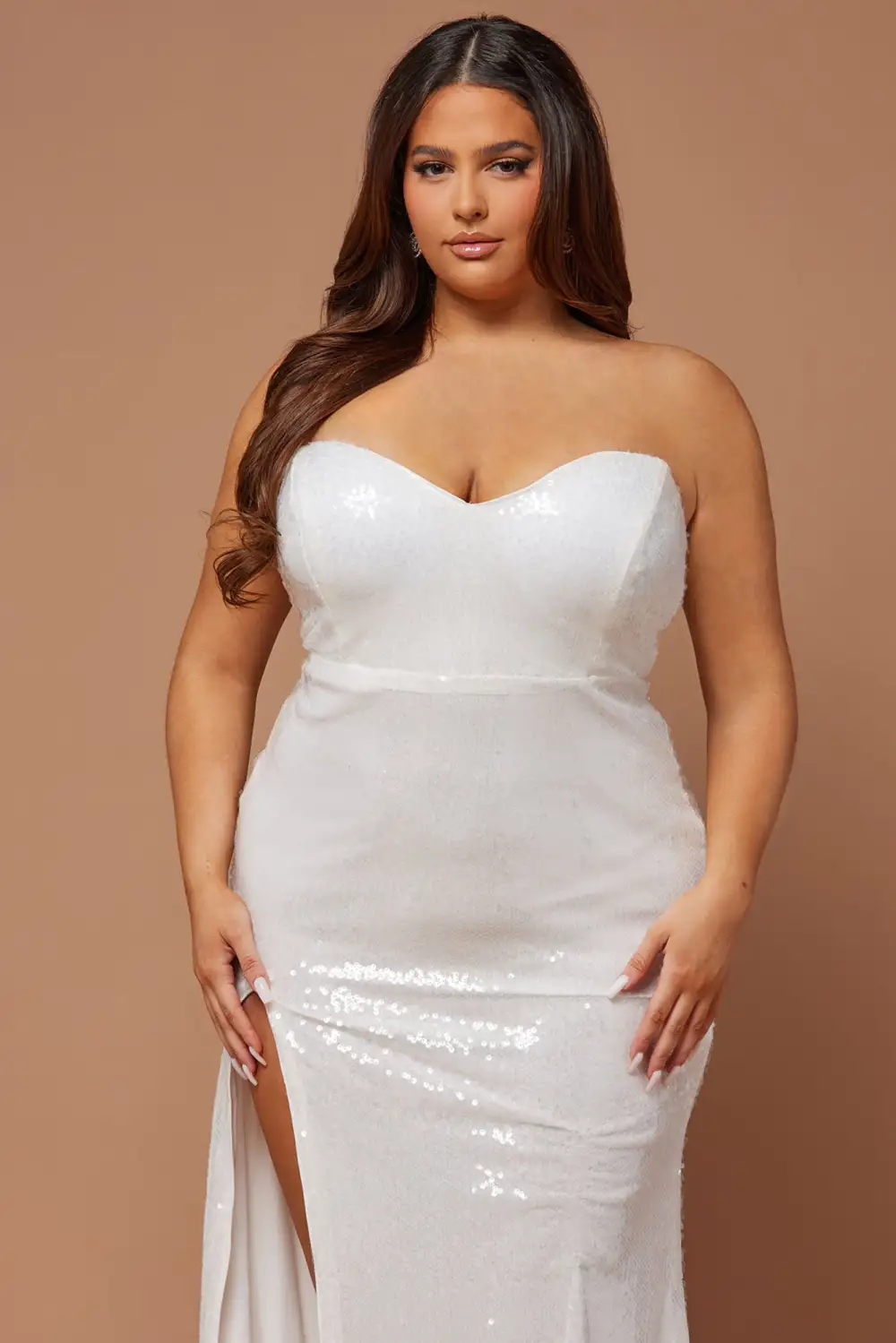 Deana Sequin Gown - White