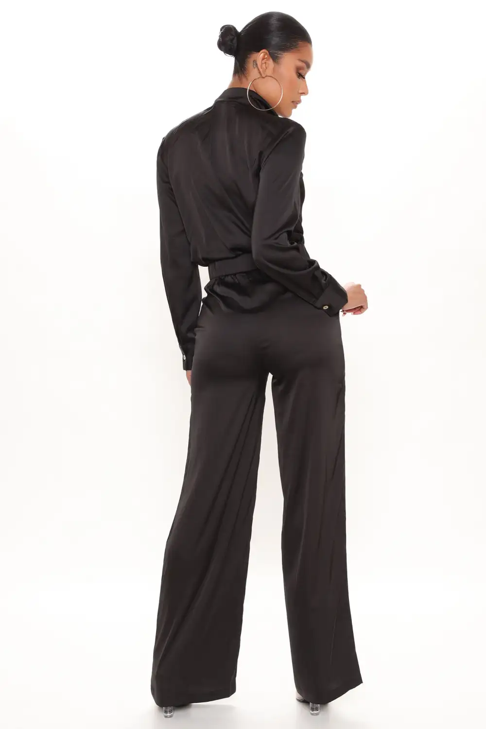 Office Favorite Satin Pant Set - Black
