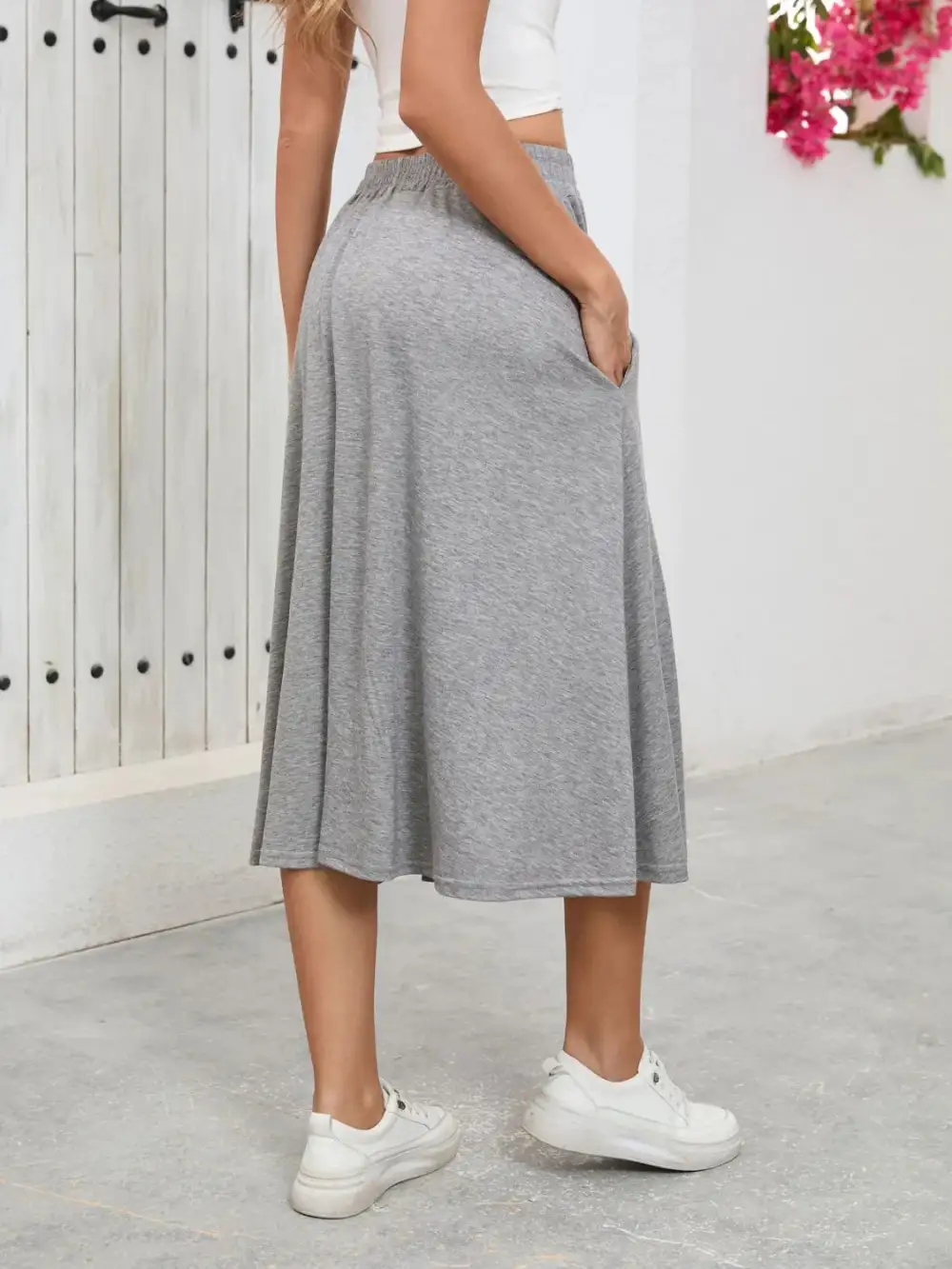 Elastic Waist Pockets La Skirt