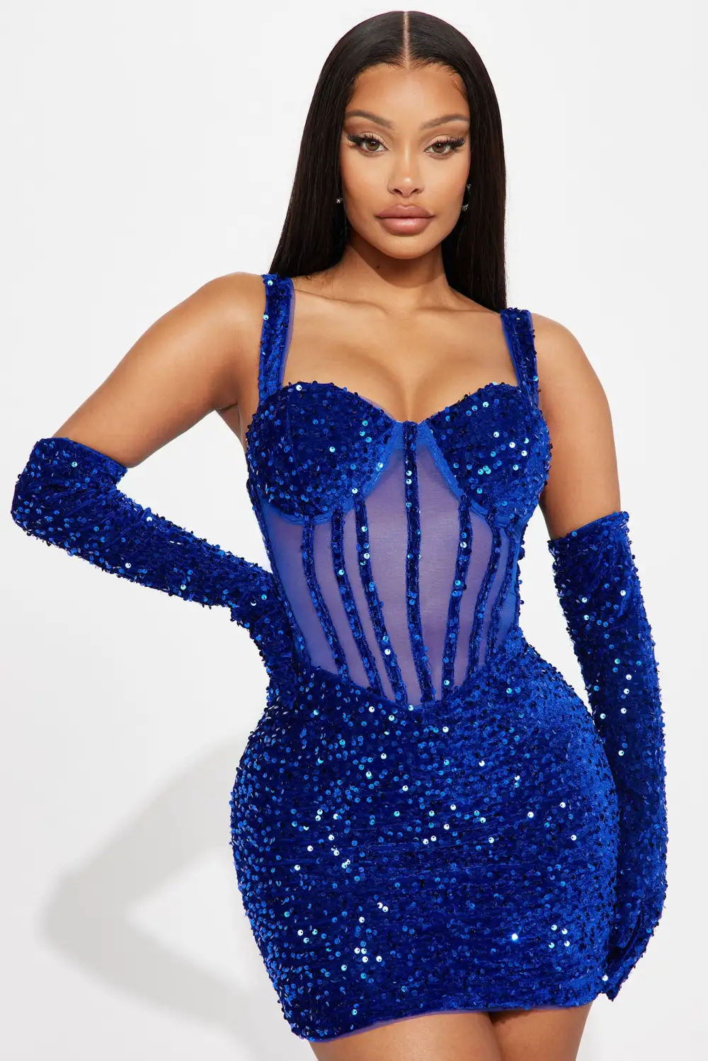 Khloe Sequin Mini Dress - Royal