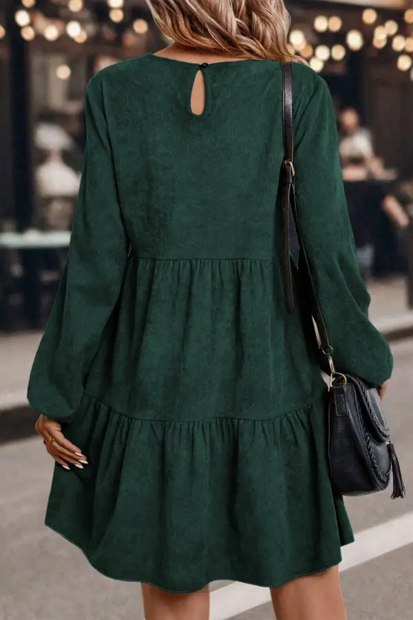 Mist Lantern Sleeve Tiered Mini Dress