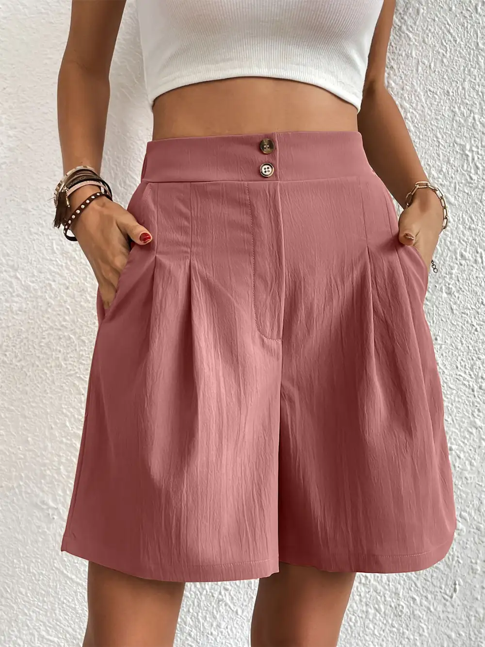 Utility Elastic Waist Pocket Detail Shorts