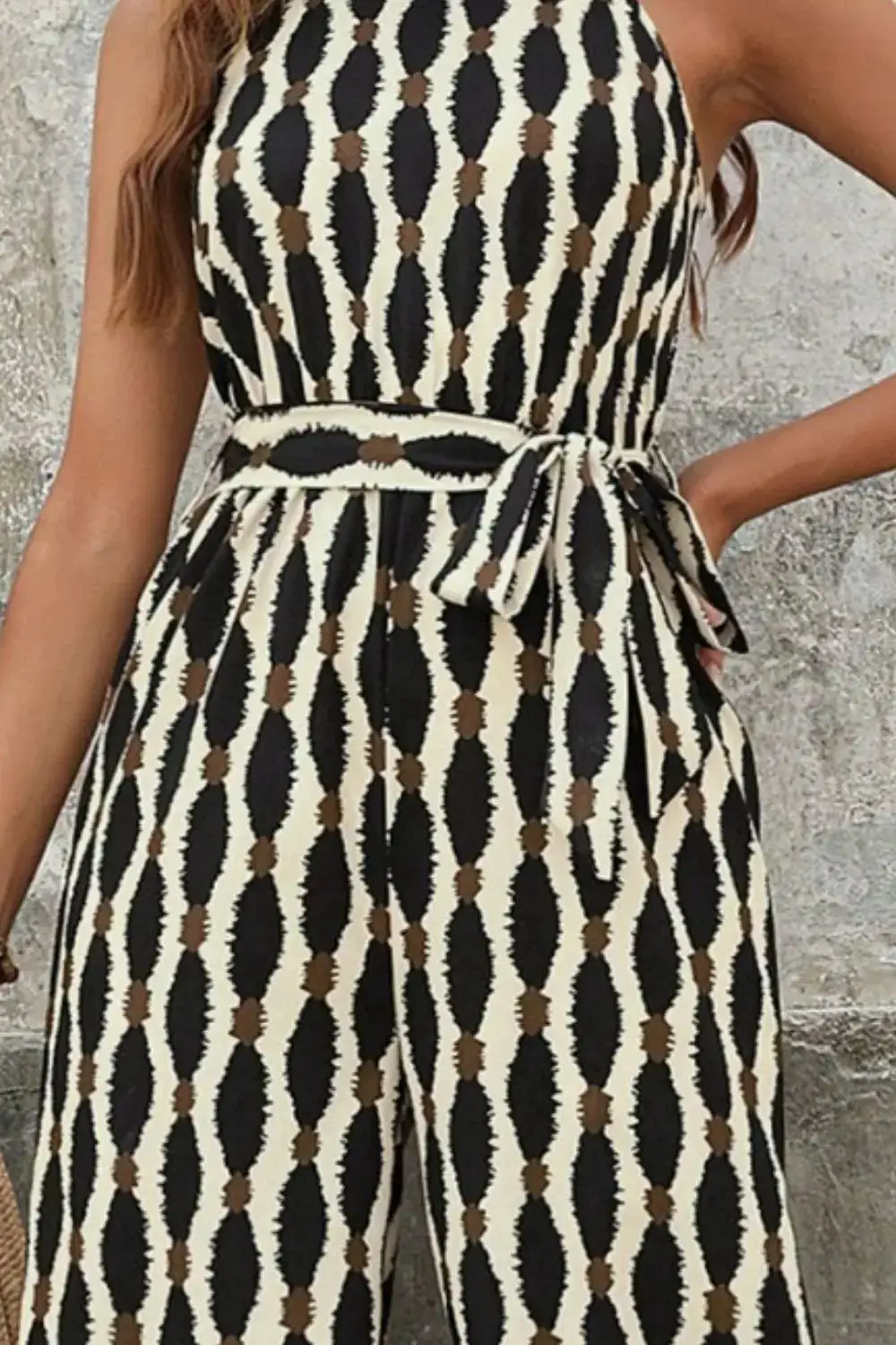 Grecian Neck Printed Jumpsuit
