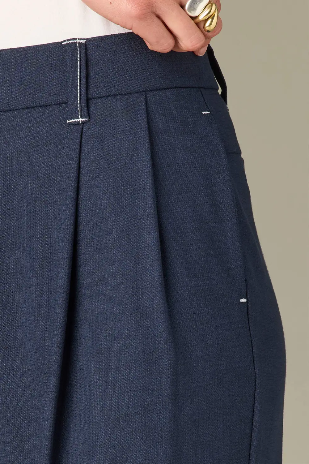Plus Size Double Pleated Straight Leg Trousers