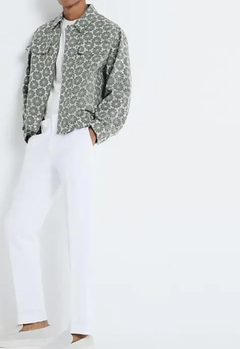 Men's Green Floral Embroidered Jacket