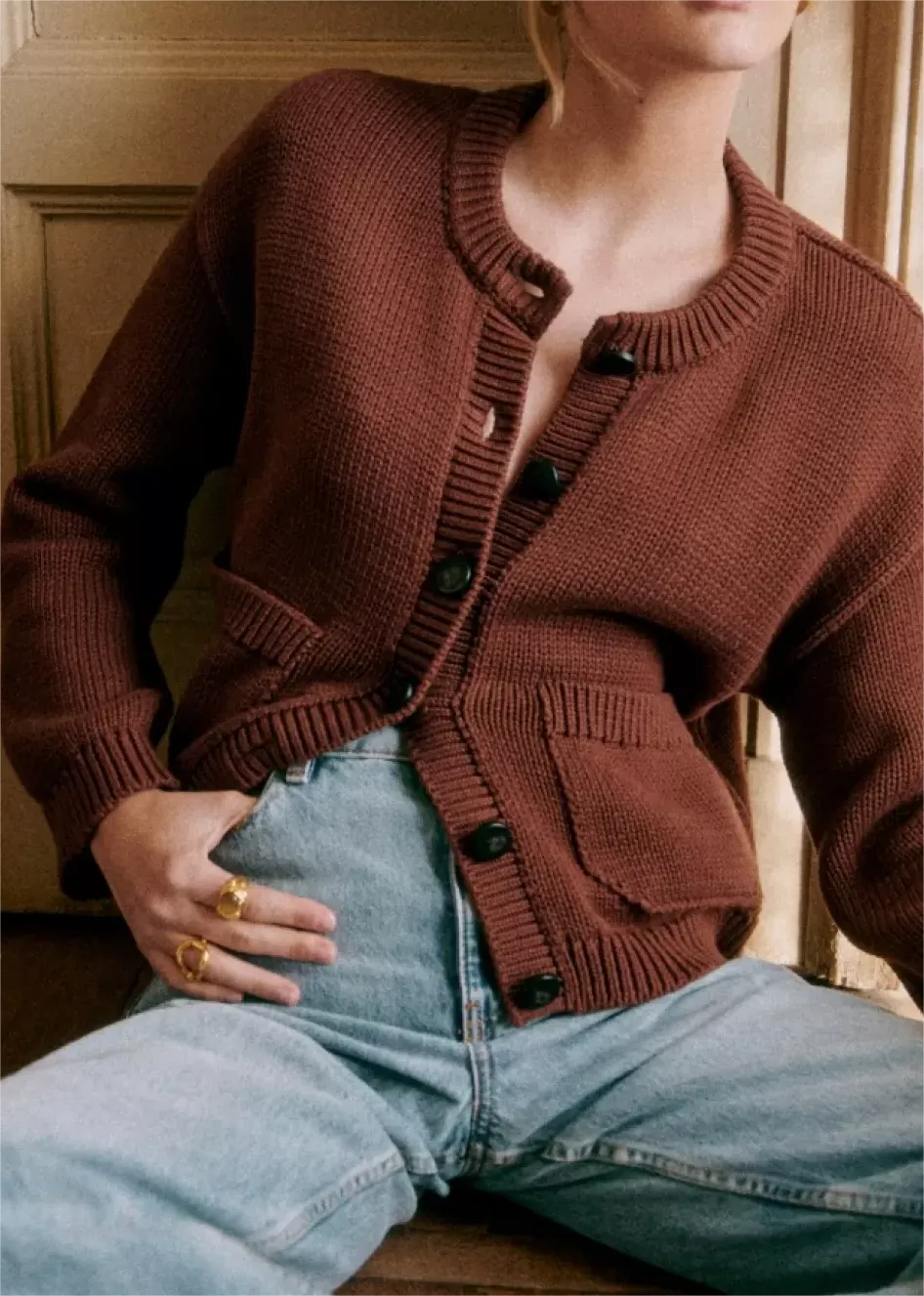 Patch Pockets On Front Cardigan Knitwear