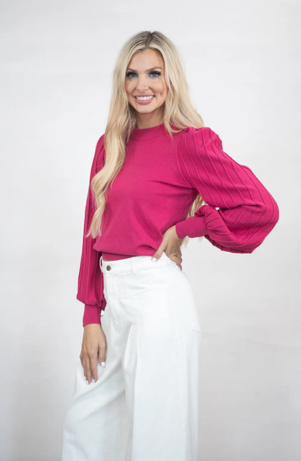 Easy Come Easy Go Puff Sleeve Sweater Top