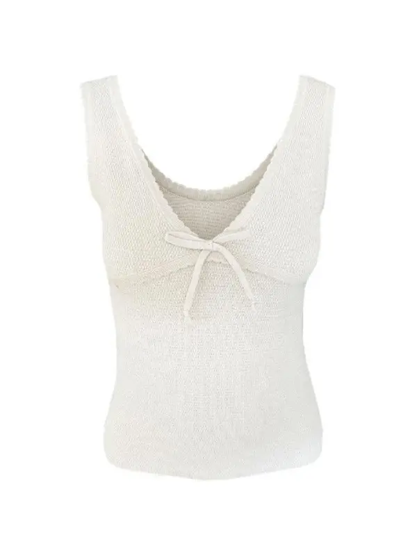 V-Neck Bow-Detail Slim-Fit Tank Top