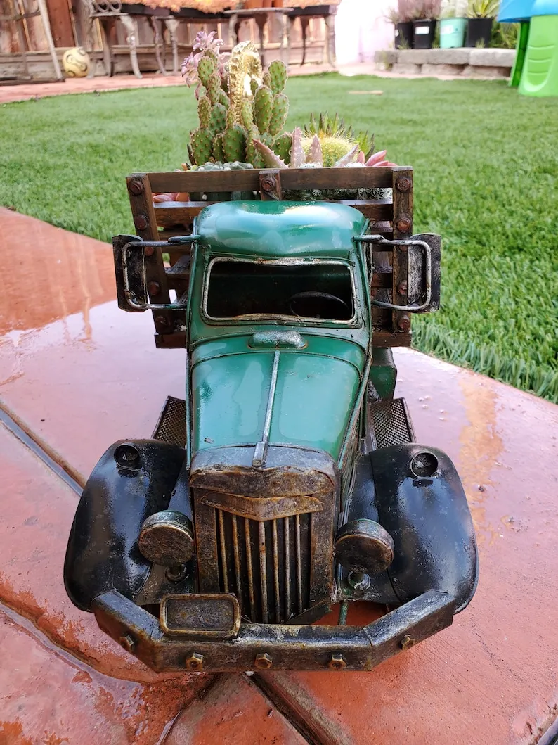 (Store Closing Sale) Vintage Green Truck DIY PLANTER