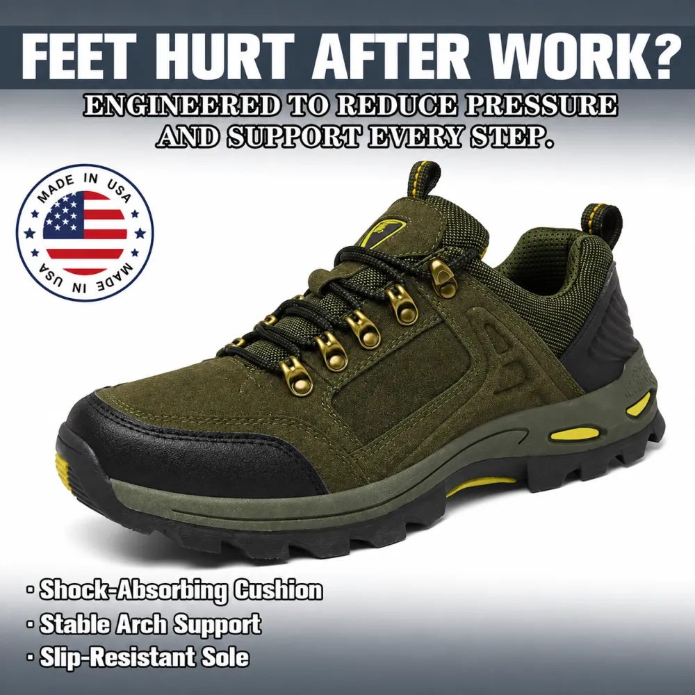 Men's Anti-Slip Hiking & Work Shoes, Wide Fit, Arch Support, Cushioned