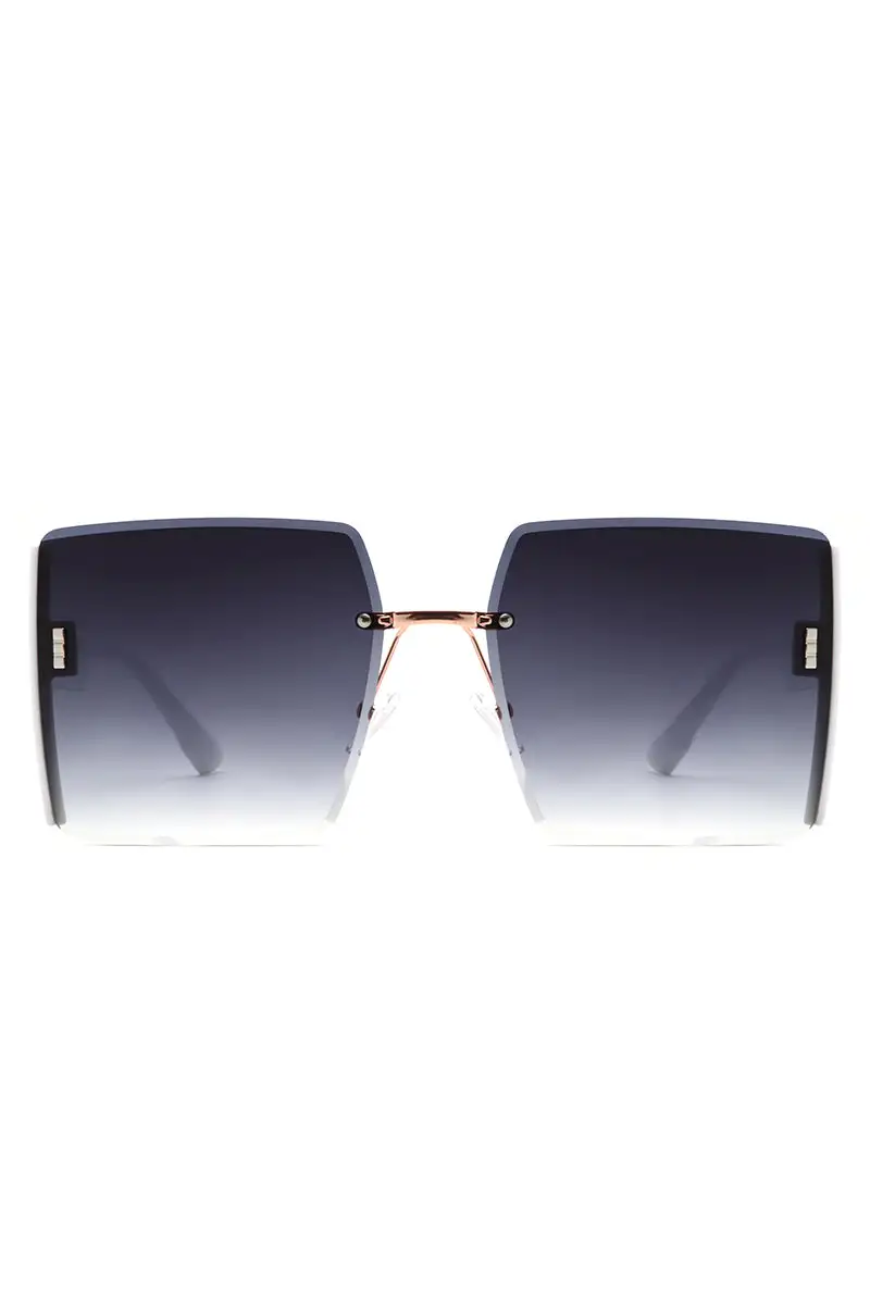 Plush Square Rimless Frame Sunglasses