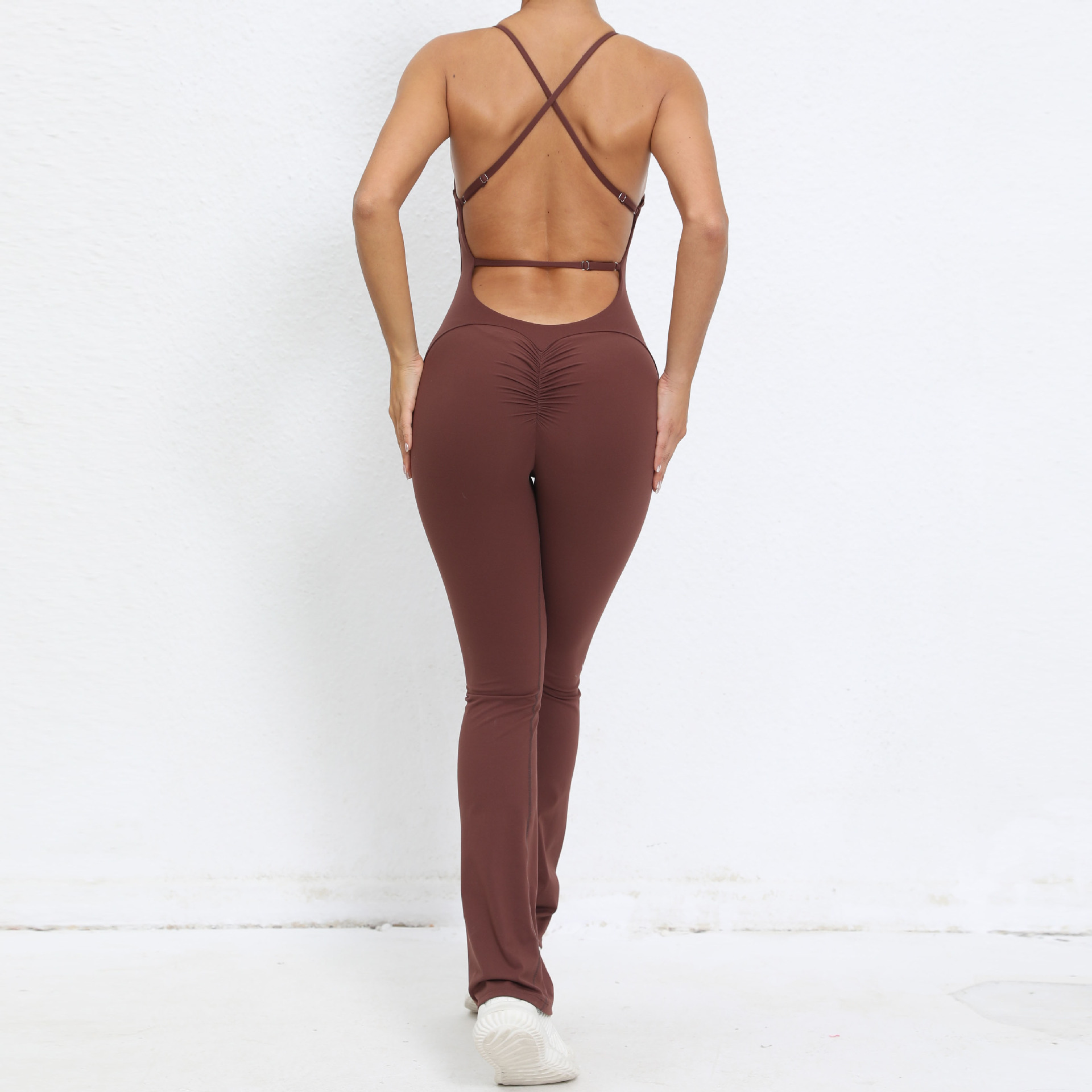 Adjustable Strap Beauty Back Onesie Peach Butt Exercise Bodysuit Micro Yoga Onesie