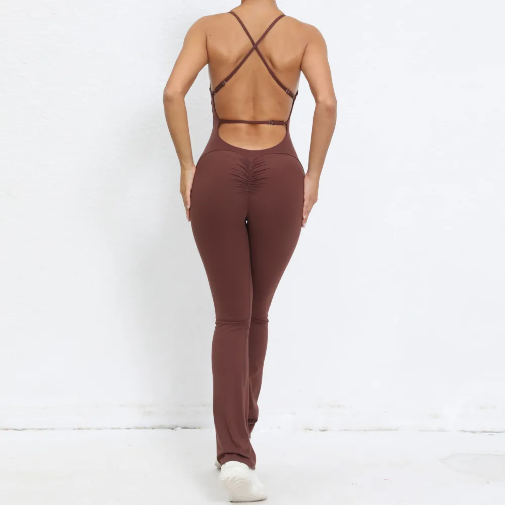 Adjustable Strap Beauty Back Onesie Peach Butt Exercise Bodysuit Micro Yoga Onesie