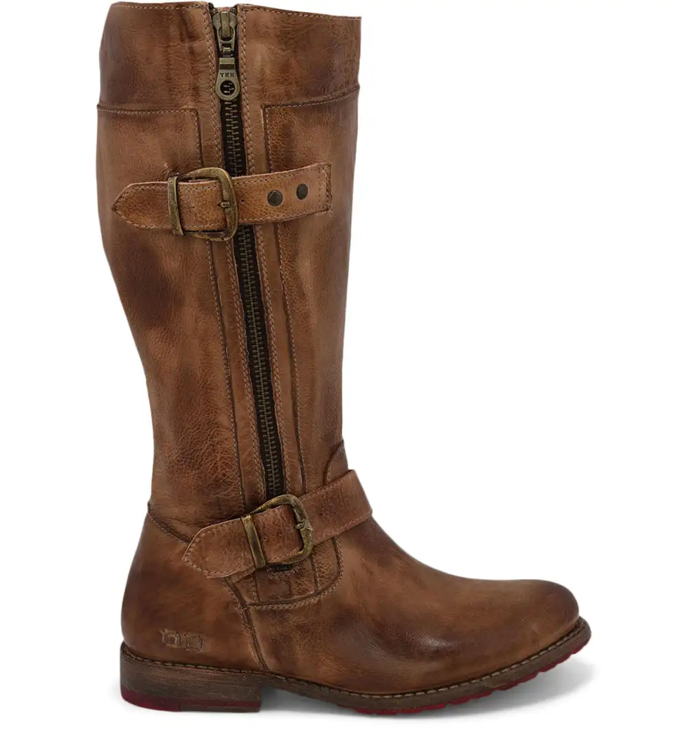 Women's Wide Calf Lug Sole Leather Heritage Knee High Boots
