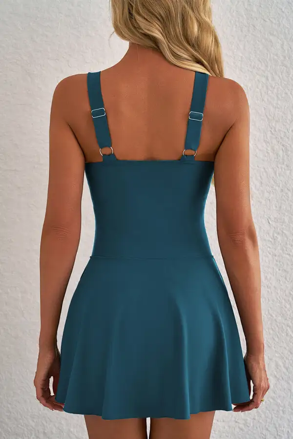 Adjustable Strap Ruched Swim Dress