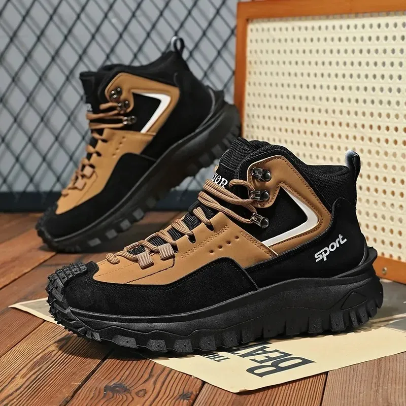 Men's Large Size Hiking Shoes Non-Slip Wear-Resistant Outdoor Casual Trendy Sneakers Lightweight Dad Shoes Spring Fall Korean Style