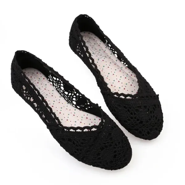 Hot Sale Women Woven Hollow Foldable Solid Casual Flats Shoes Cotton Linen Breathable