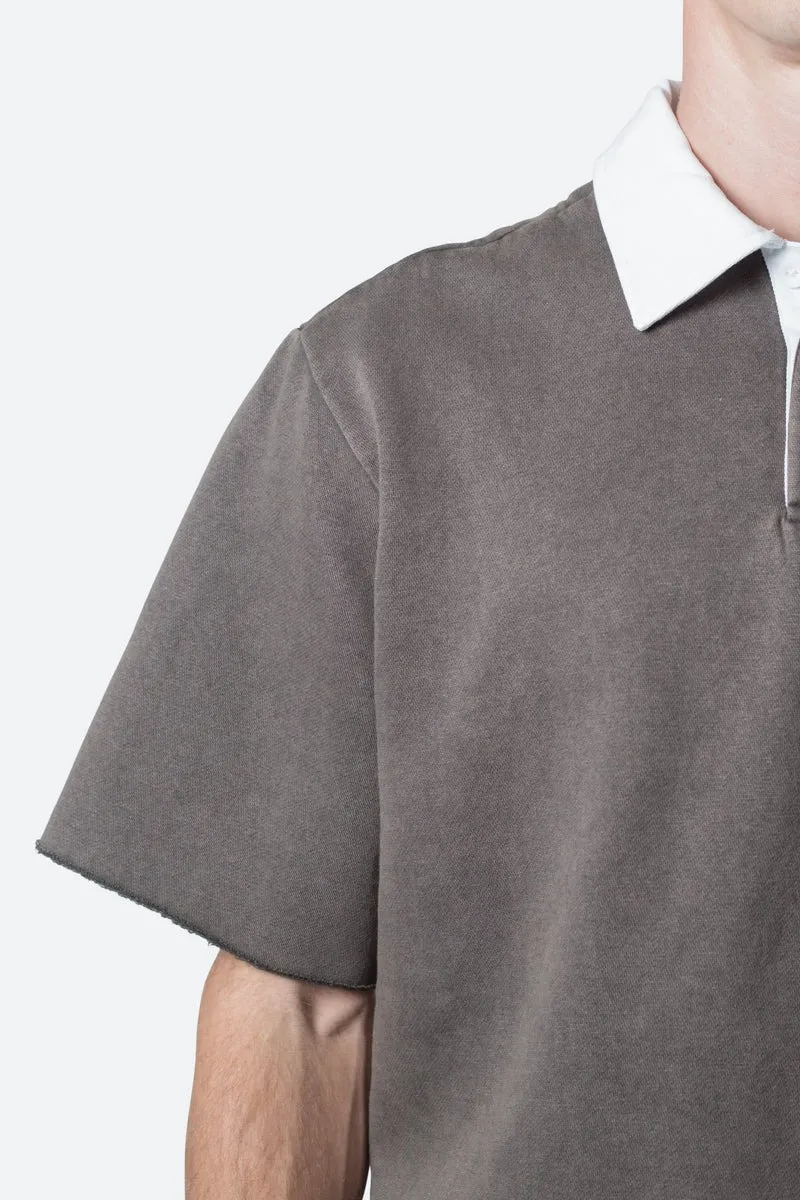 GRAY FLEECE OVERSIZED POLO SHIRT