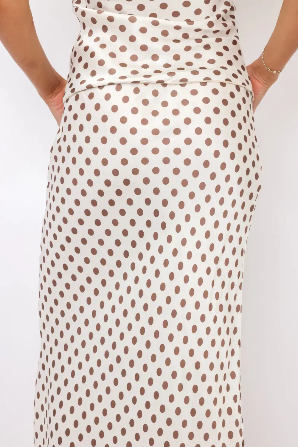 Polka Dot Silky Midi Skirt