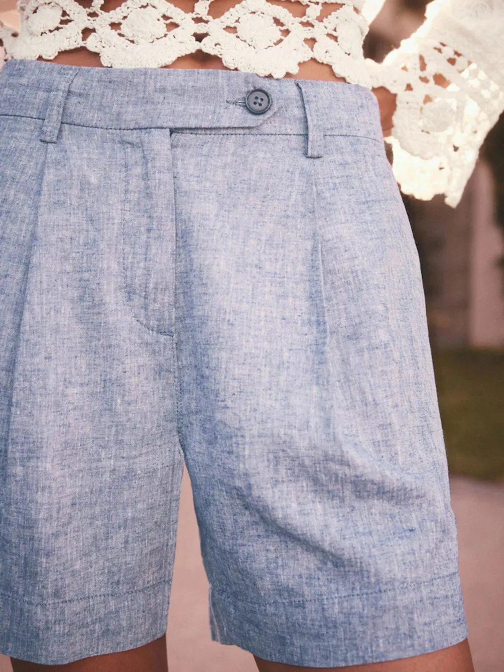 Simple Versatile Breathable Solid Color Linen Blend Shorts
