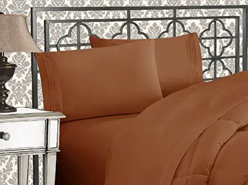 Luxurious 1500 Thread Count Three Line Embroidered Softest Premium 4-Piece Bed Sheet Set Wrinkle and Fade Resistant