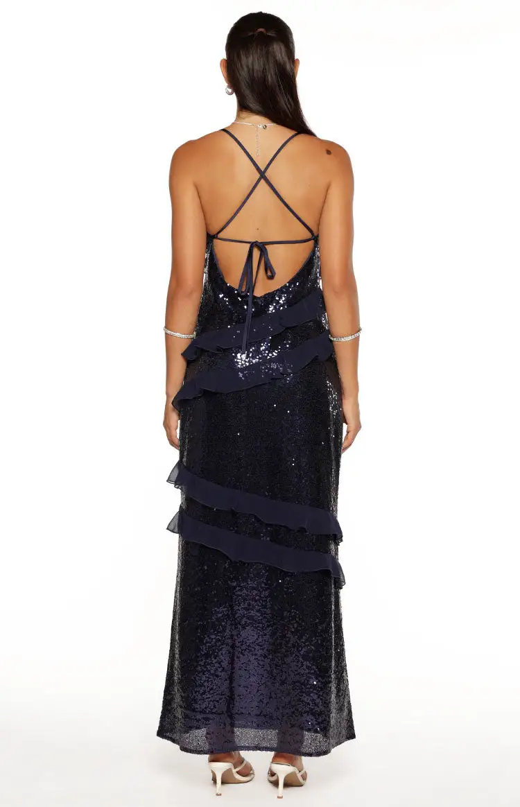 Ruched Ruffle Bodycon Maxi Dress