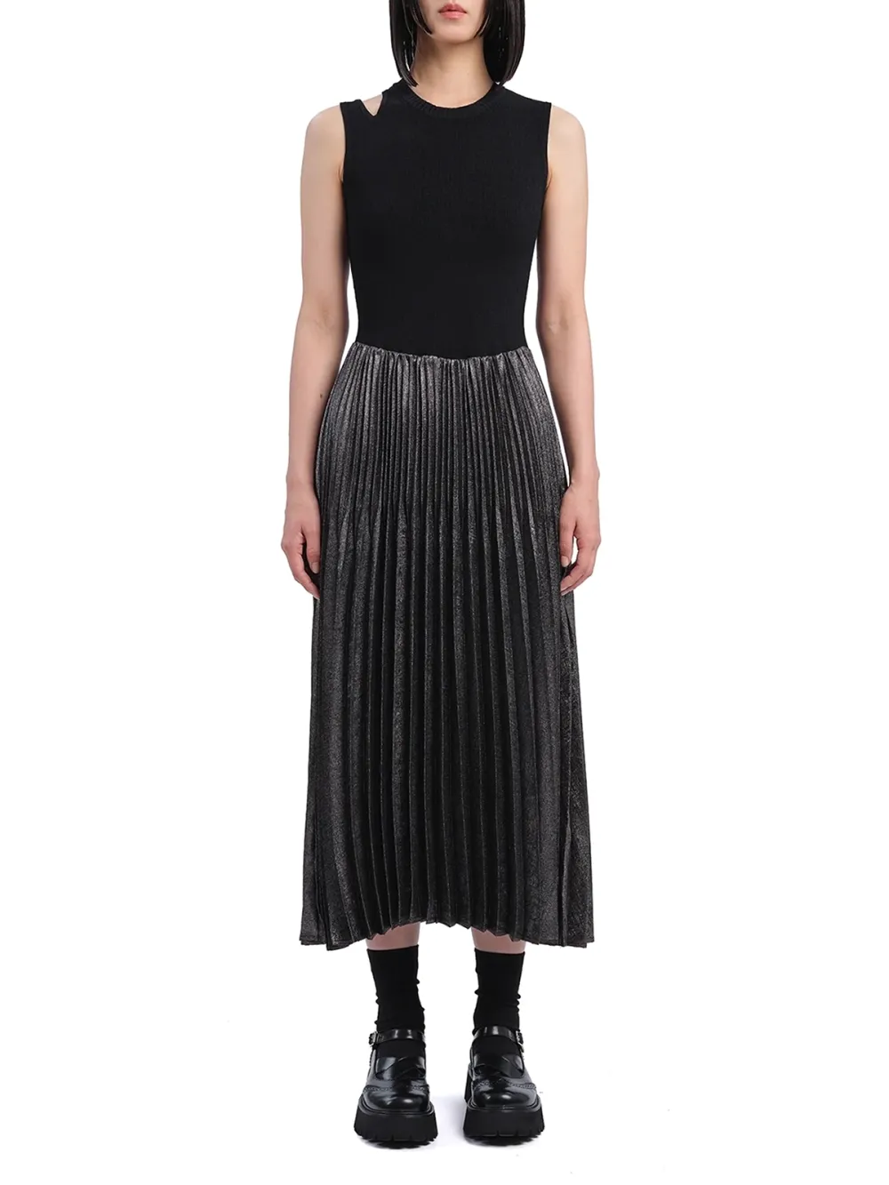 Sleeveless Metallic Midi Dress