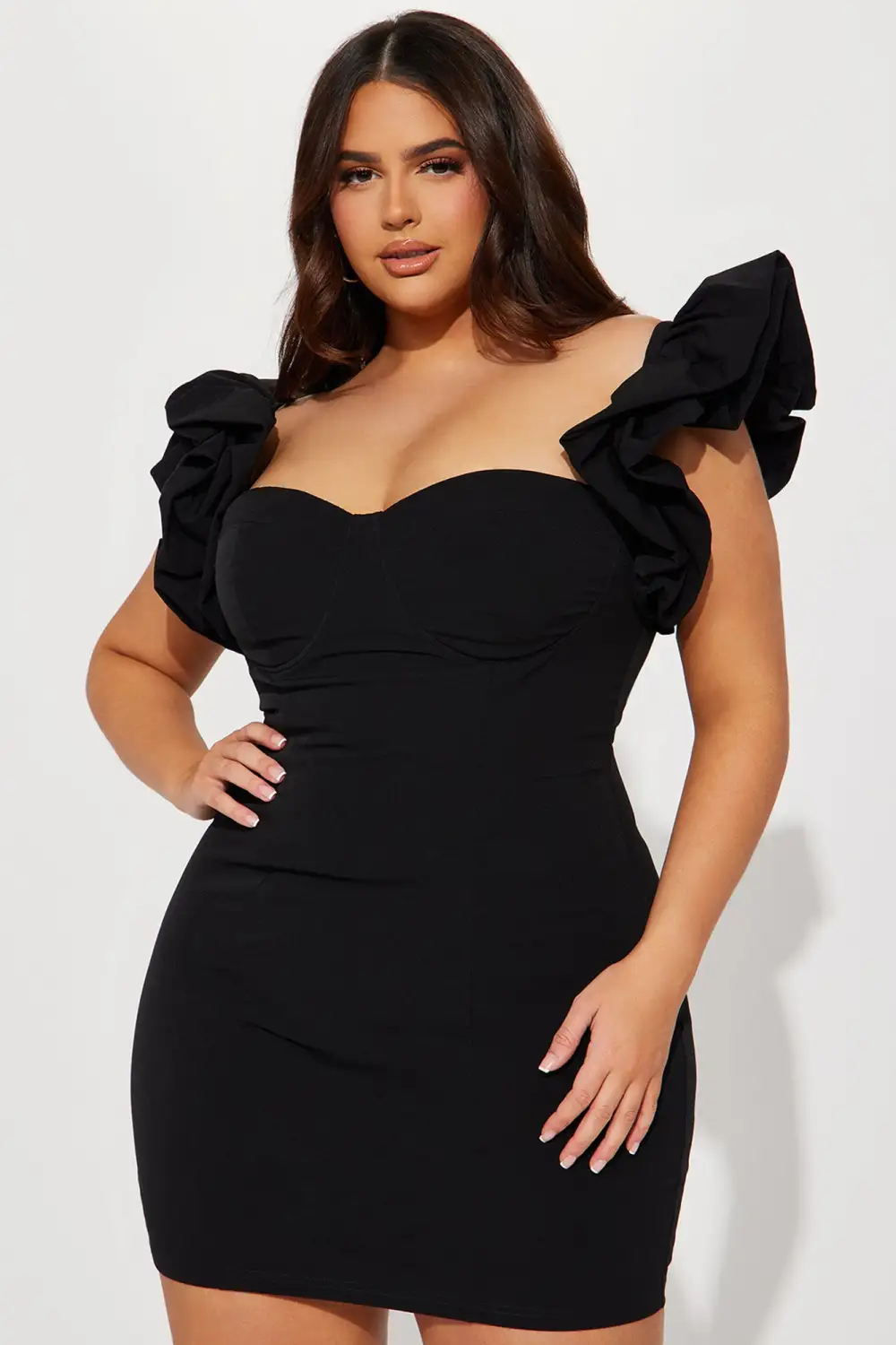 Forever Princess Ruffle Mini Dress - Black