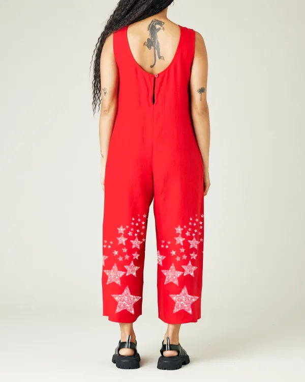 RED LINEN JUMPSUIT
