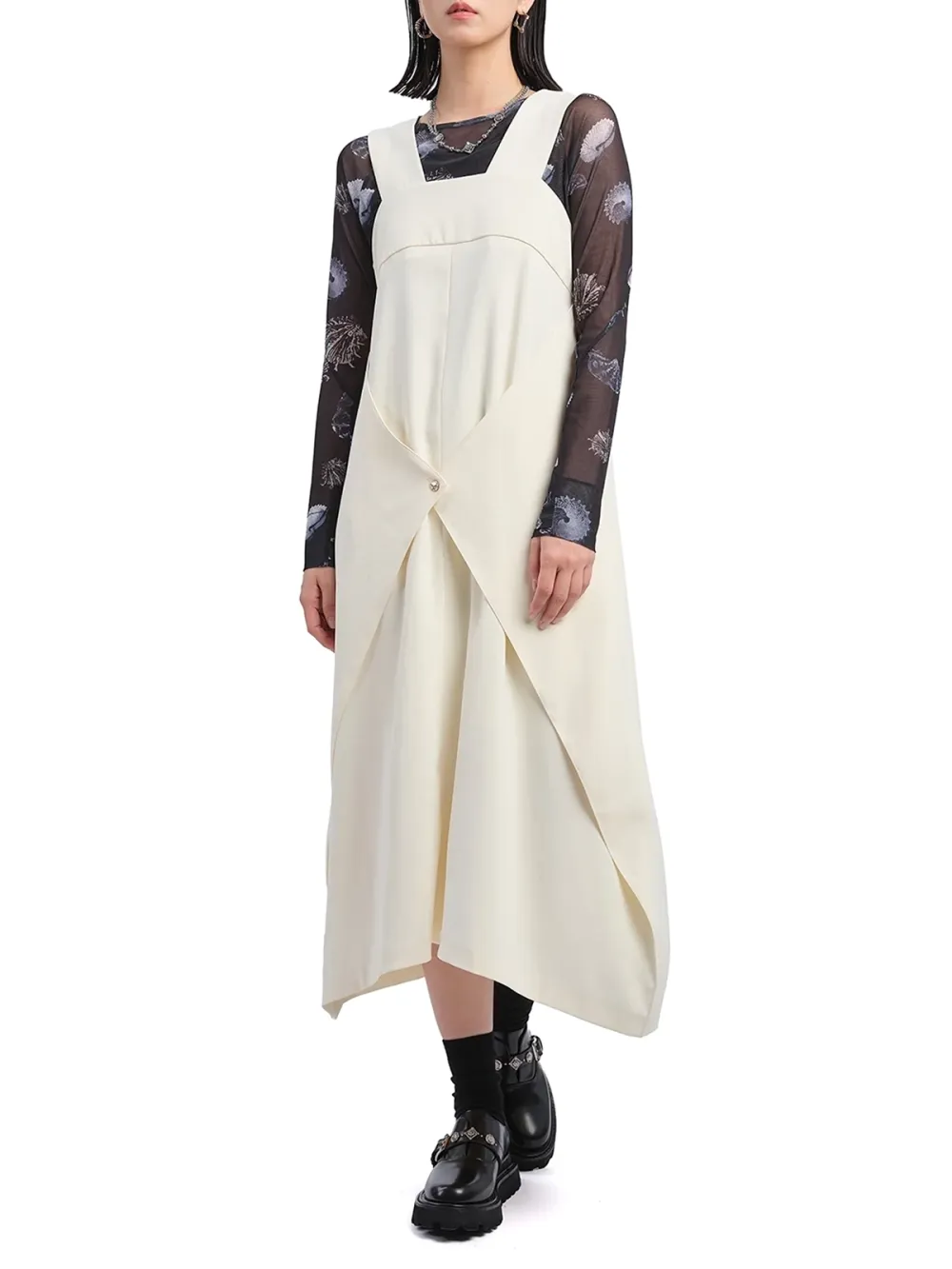 Wrap - Style Strapless Overlay Midi Dress