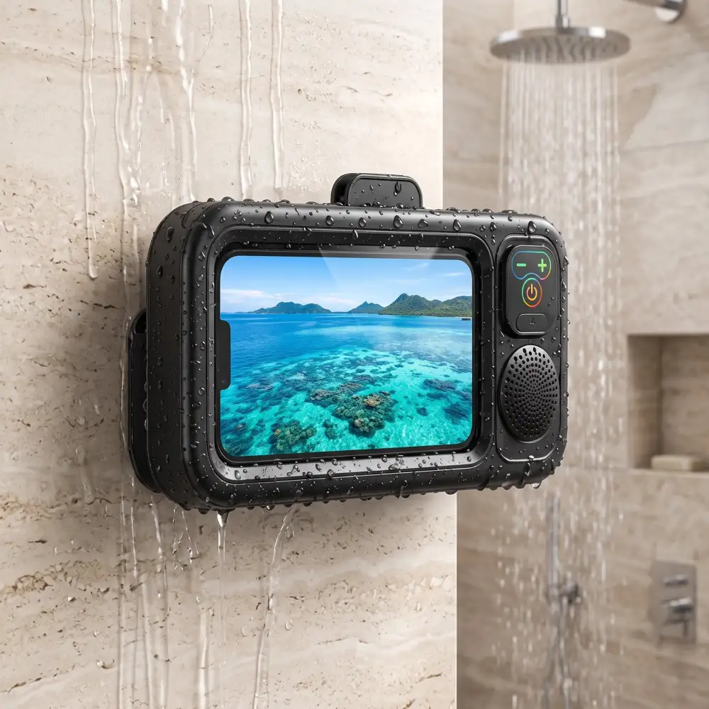 Shower Phone Holder with Bluetooth Speaker