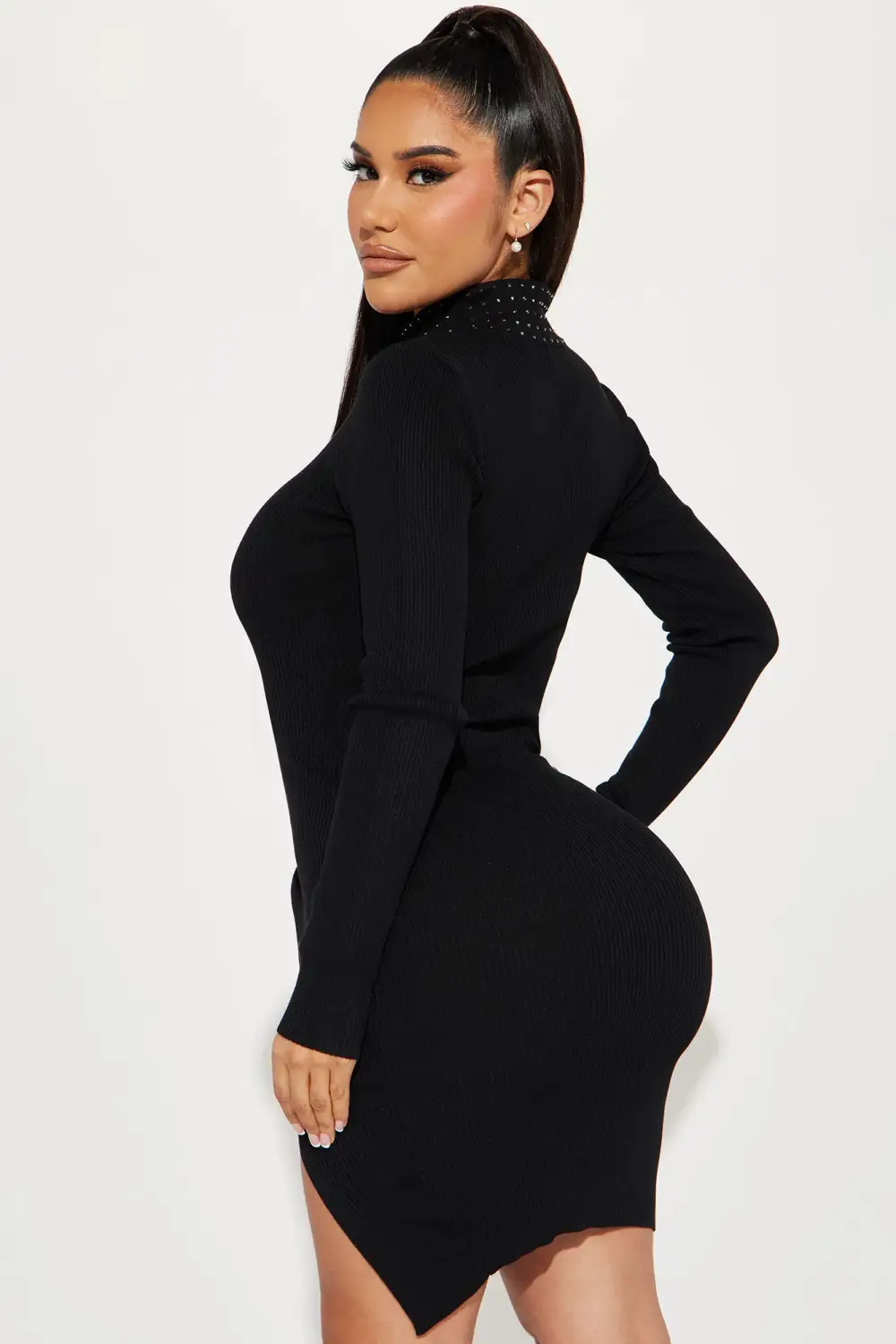 Truthful Desire Sweater Midi Dress - Black