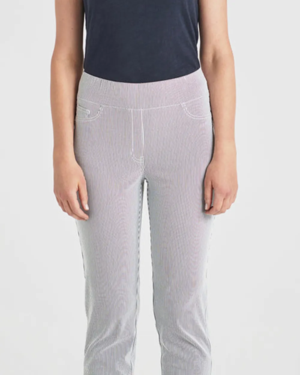 Gray Striped Cropped Pants For Fresh Casual Style