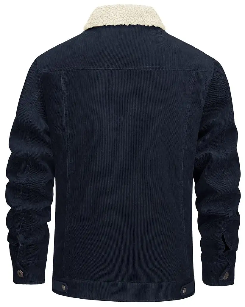 Corduroy Lapel Collar Long Sleeve Jacket