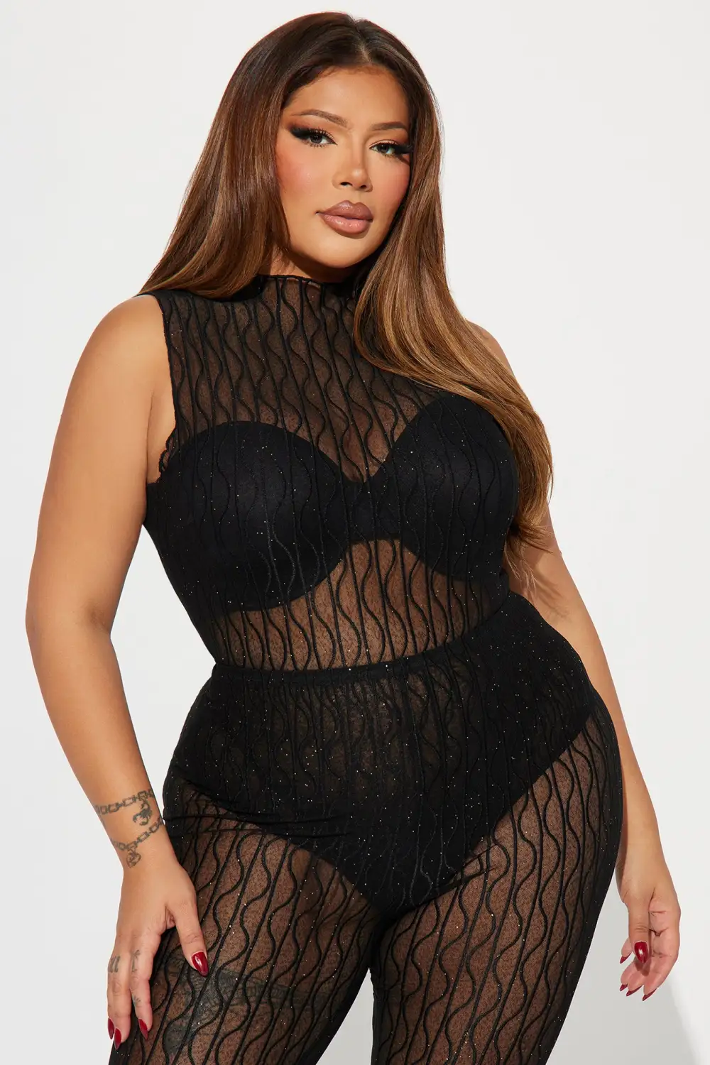 Feeling Accomplished Mesh Legging Set - Black