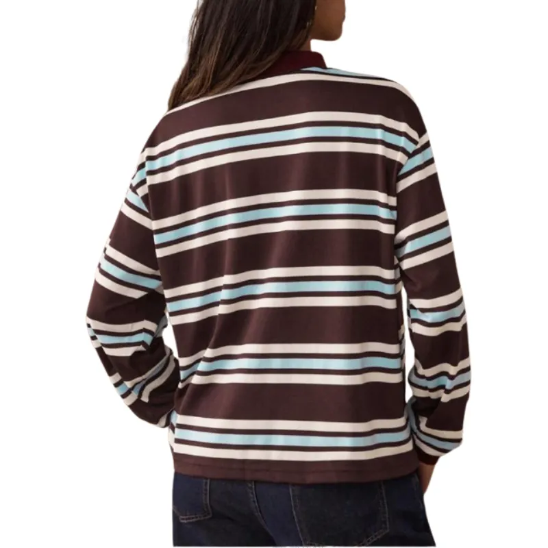 Line Pattern Contrast Knit Long Sleeve Top